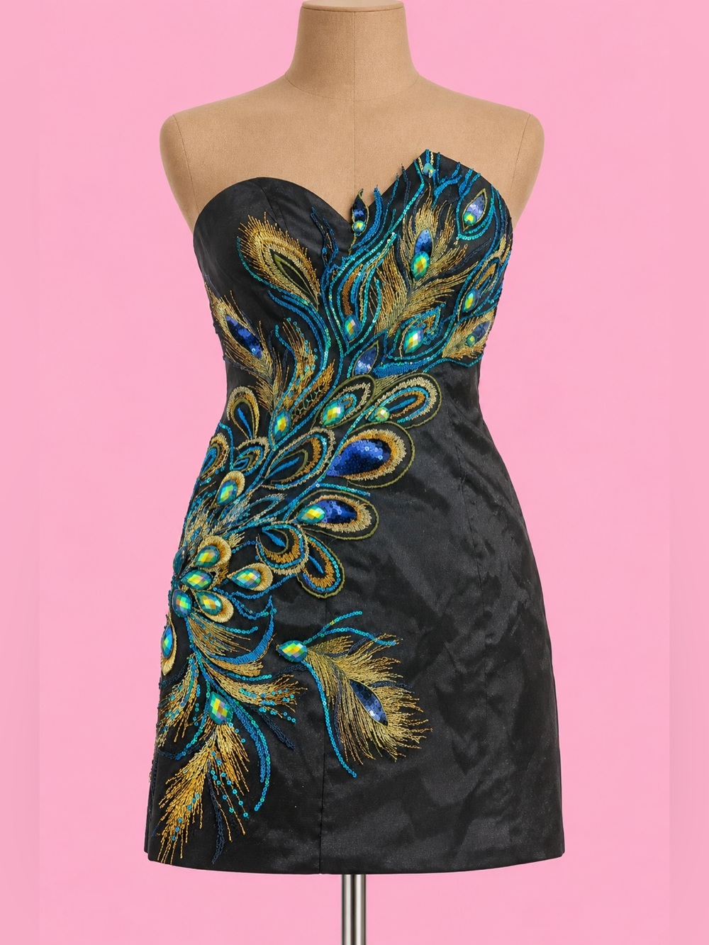 🦚 Vintage Cinderella Peacock Cocktail Dress 🦚size 8